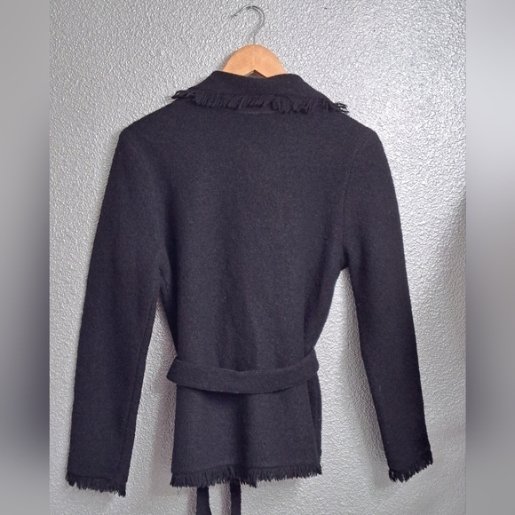 Caslon Wool Cardigan With Belt & Fringe Trim  Size MP - Picture 9 of 10